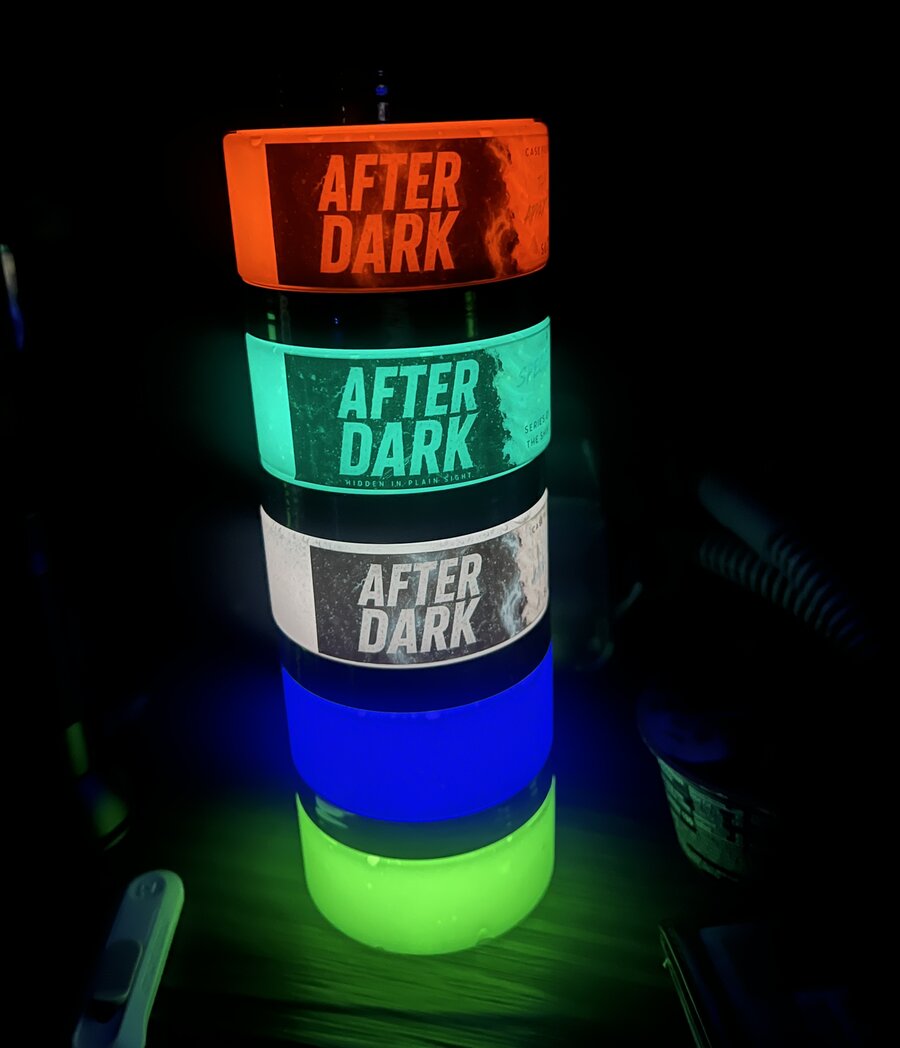 Oddyssey After Dark slimes glowing under black light
